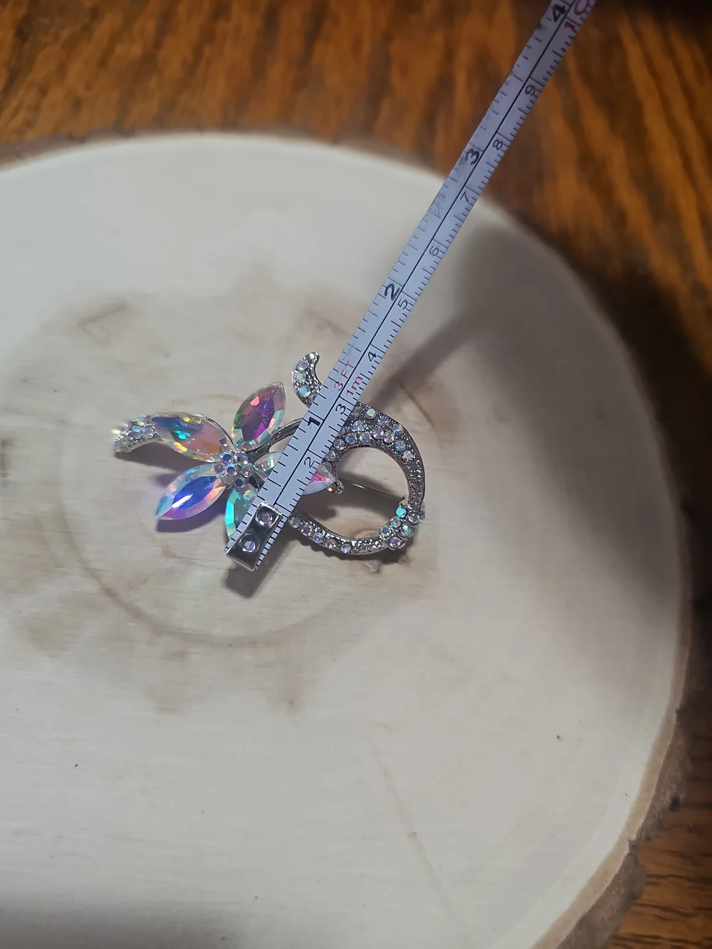 Aurora Crystal Flower Brooch - Iridescent Pink & Blue